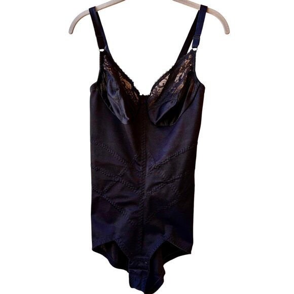 Vintage 70's Smoothie Diet Skinny Waist Black Bodysuit Shapewear Size 36C - Picture 12 of 16